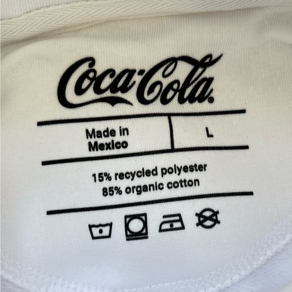 Coca Cola TAB White Pink Size Large Sweatshirt Hoodie Organic Cotton Blend - Picture 6 of 7